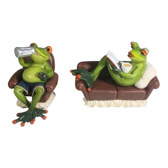 FC Design 6"W 2-PC Frog Couples on Couch Figurine Set Statue Sculpture Ornament Decoration Home/Room Decor and Unique Gift Ideas for Housewarming, Holidays and Birthdays