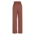 thumbnail image 5 of BiZtdJrK Womens Cotton Linen Pants Smocked High Waisted Wide Leg Trousers Baggy Casual Lounge Sweatpants on sale and clearance Brown S, 5 of 7