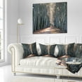 thumbnail image 2 of Designart Road in Thick Autumn Woods - Modern Forest Throw Pillow - 18x18, 2 of 4