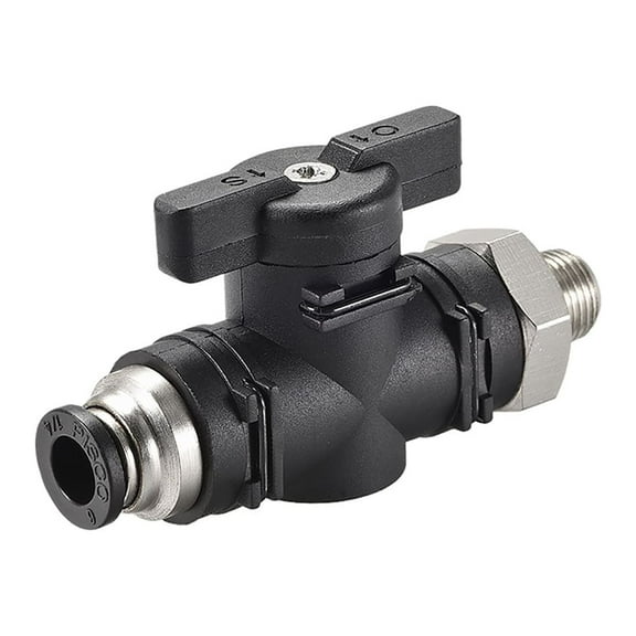 Pneumatic Ball Valve, G1/8 to 6mm Inner Diameter for Air Flow Control, Plastic Nickel Plated Brass Black