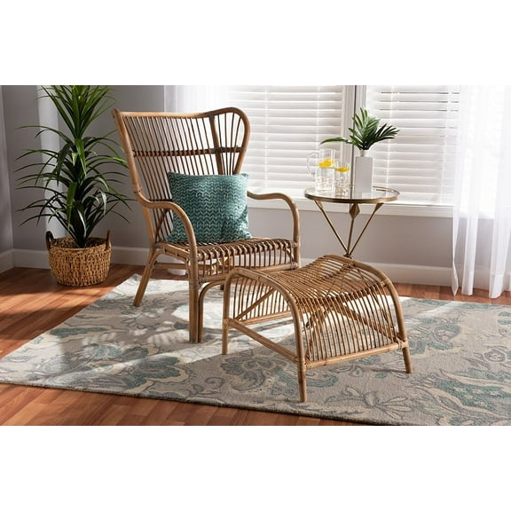 Bali And Pari 2 Piece Bohemian Lamaria Rattan Living Room Set Natural Brown