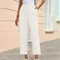 thumbnail image 3 of Efsteb Work Pants Women Elastic Waist Drawstring Baggy Pants Loose Business Casual Pants for Women Wide leg Pants Pants for Women Trousers Pants for Women Solid Color Trousers White S, 3 of 3