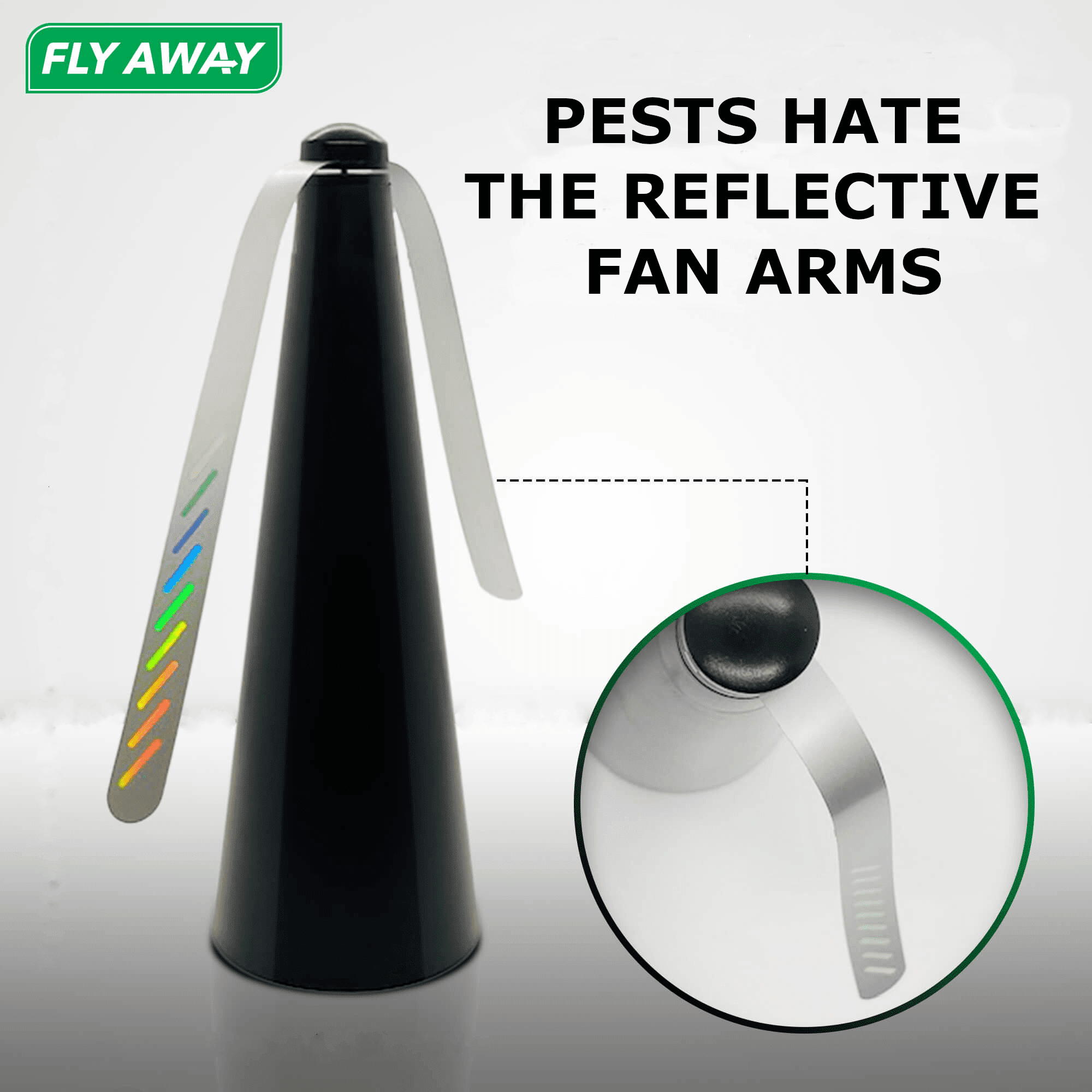Fly Away 3-Pack Outdoor Fly Repellent Fan, Battery Operated, Deters Flies, Wasps, Bees