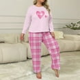 thumbnail image 4 of Mifsaly Plus Size Pajamas for Women Set Oversized Lounge 2 Piece Crewneck Long Sleeve Comfy Nightwear Cute Hearts Print Sleepwear Plaid Loose High Waist Pants Xl-5Xl Casual Homewear, 4 of 4