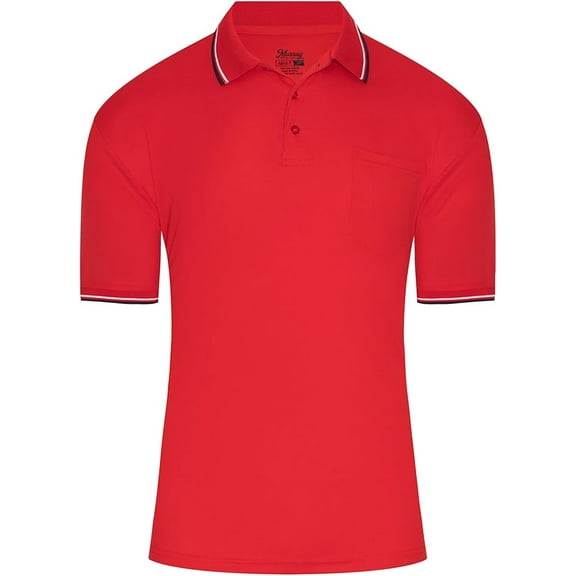 Murray Sporting Goods Short Sleeve Polo Baseball and Softball Umpire Shirt - Sized for Chest Protector (Red, Large)