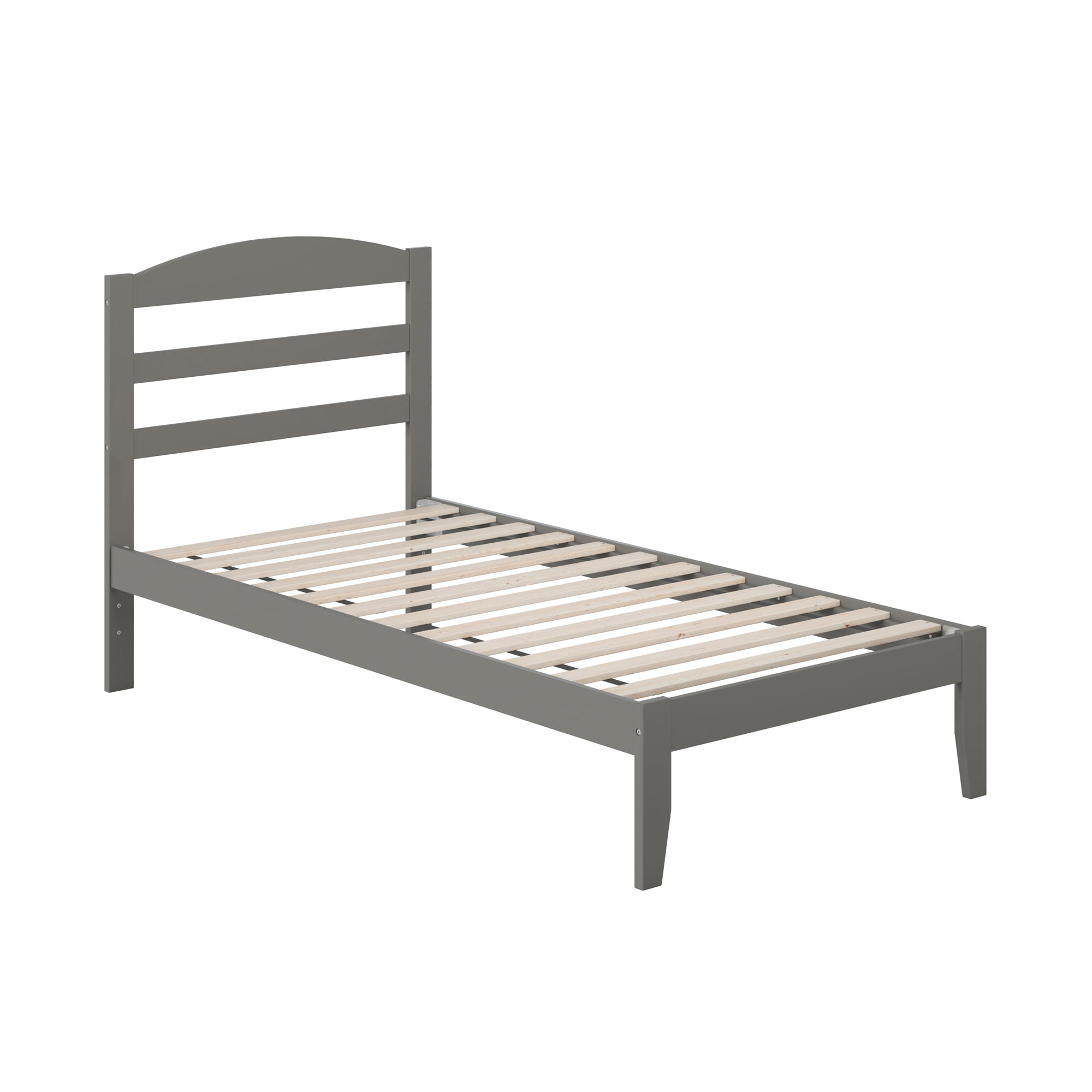 AFI Warren 14" Twin Wood Platform Bed Frame with Slatted Headboard, Grey