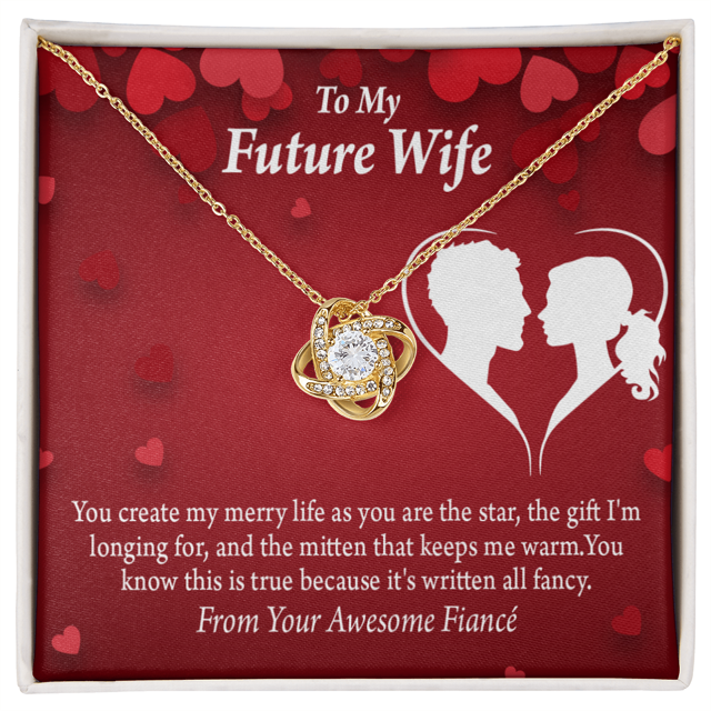 À Ma Fiancée Joyeuse Vie Infini Noeud Collier Message Carte