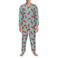 thumbnail image 3 of Fuzoiu Watermelon Print Men's Long-Sleeved Pajama,Lounge Button Down Nightwear,Mens Notch Collar Pajama Set -X-Large, 3 of 7