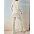 thumbnail image 6 of Women'S 2 Piece Matching Lounge Set Long Sleeve Top Wide Leg Pants Casual Sweatsuit White XL, 6 of 8