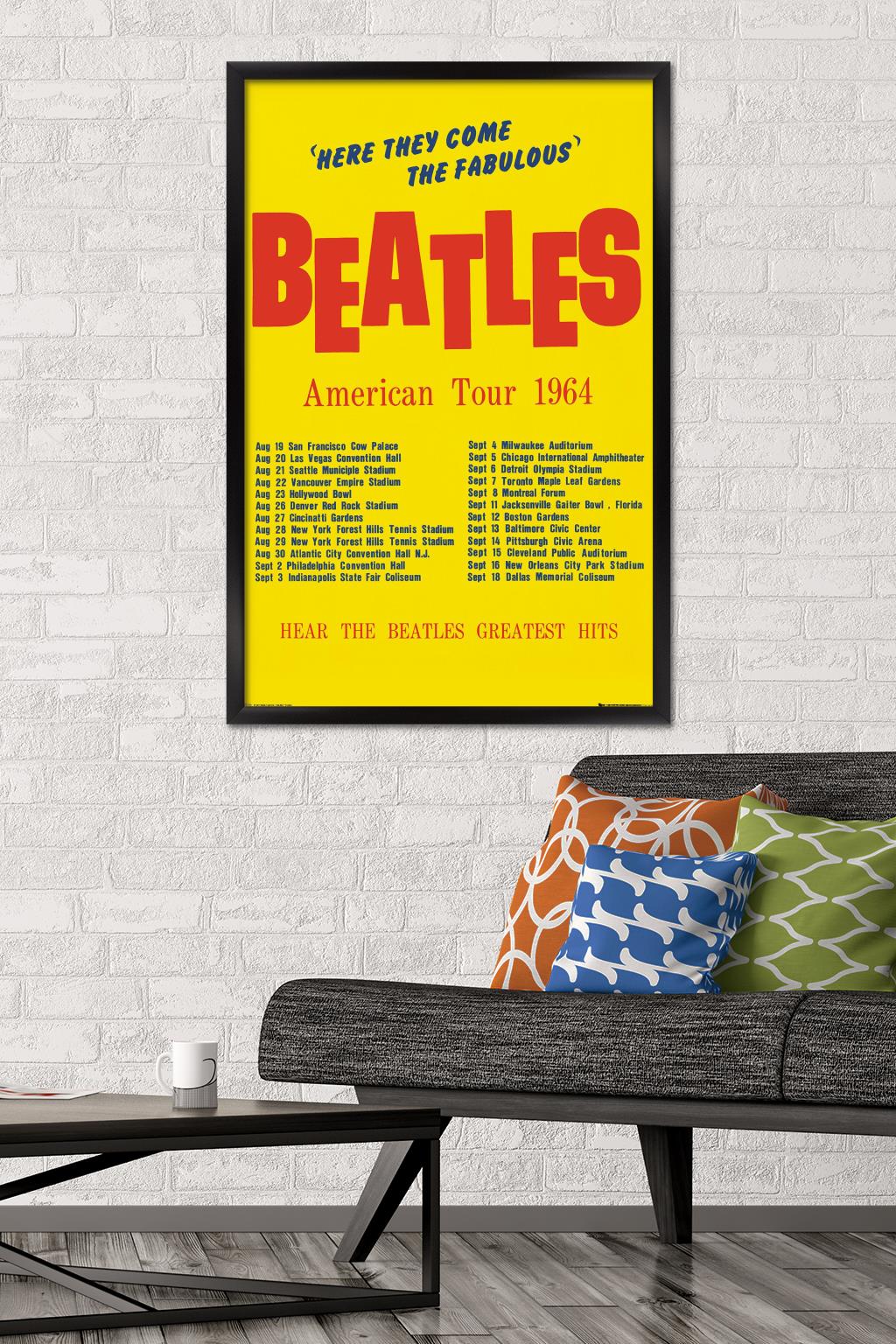 The Beatles - American Tour 1964 Wall Poster, 22.375" x 34", Framed