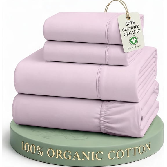 Queen Sheet Set 100% Organic Cotton Percale in Orchid Petal
