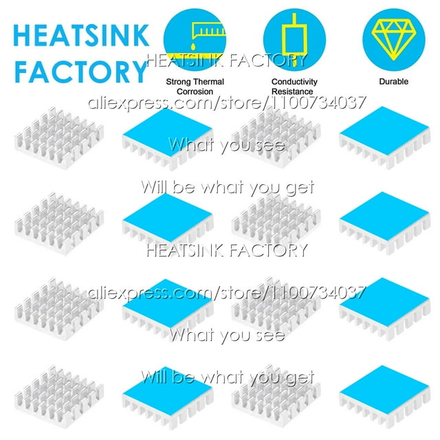 19x19x5mm Aluminum Fans & Heatsink Cooling Radiator Cooler for MOS GPU IC Chip Electronic Silver With Tape 50pcs