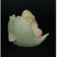 thumbnail image 2 of Whimsical Hand Painted Pastel Mermaid Leaning Against Fish Statue, 2 of 3