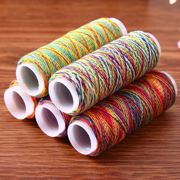 Punto De Cruz De Diamantes De Imitación Hilo de coser de Color arcoíris, 5 uds., hilo de coser bordado a mano
