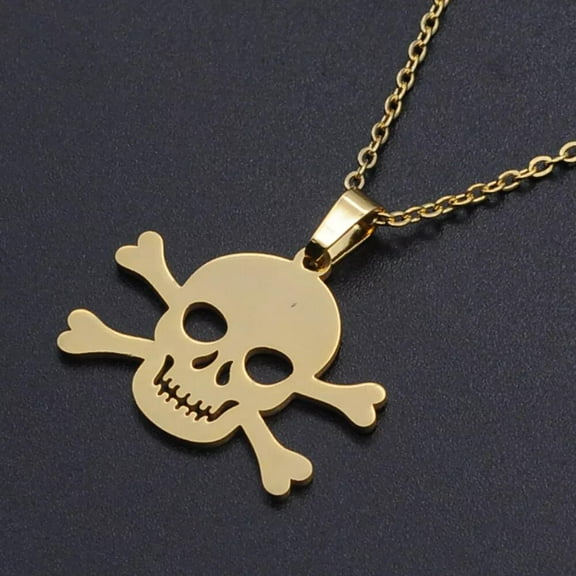 Stainless Steel Pendant Necklace Lobster Clasp Skull Silver 17.7" Gold 1.5Mm P80