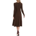 thumbnail image 3 of INSPIRE CHIC Women's Knit Sweater Dress Square Neck Button Decor Flared Midi Dresses with Pockets M Brown, 3 of 6