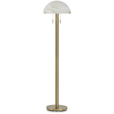 Signature Design by Ashley Tobbinsen 61" Art Deco Glass Dome Metal Floor Lamp with Pull Chains, Brass