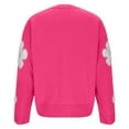 thumbnail image 4 of Miluxas Women's Floral Pattern Crewneck Long Sleeve Drop Shoulder Sweaters Pullover Tops Hot Pink XL(XL), 4 of 9