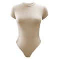 thumbnail image 4 of LUXUR Combinaison Femme Manches Courtes T-Shirt Body Col Rond Hauts Justaucorps Décontractés Couleur Unie Kaki m, 4 of 4