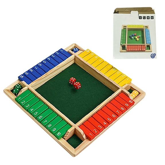 Shut The Game Shut The Wooden Dice Board Game Four Flip Card Game Upgraded Wooden Dice Games For 2 4 Players Improves Mathematical Skills For Classroom Home