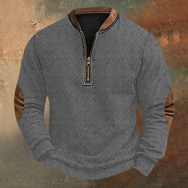 Blusas y camisas de manga larga con cuello redondo Sudadera con capucha de cuello redondo para hombre Jersey estampado Blusa de poliéster de manga larga para hombre