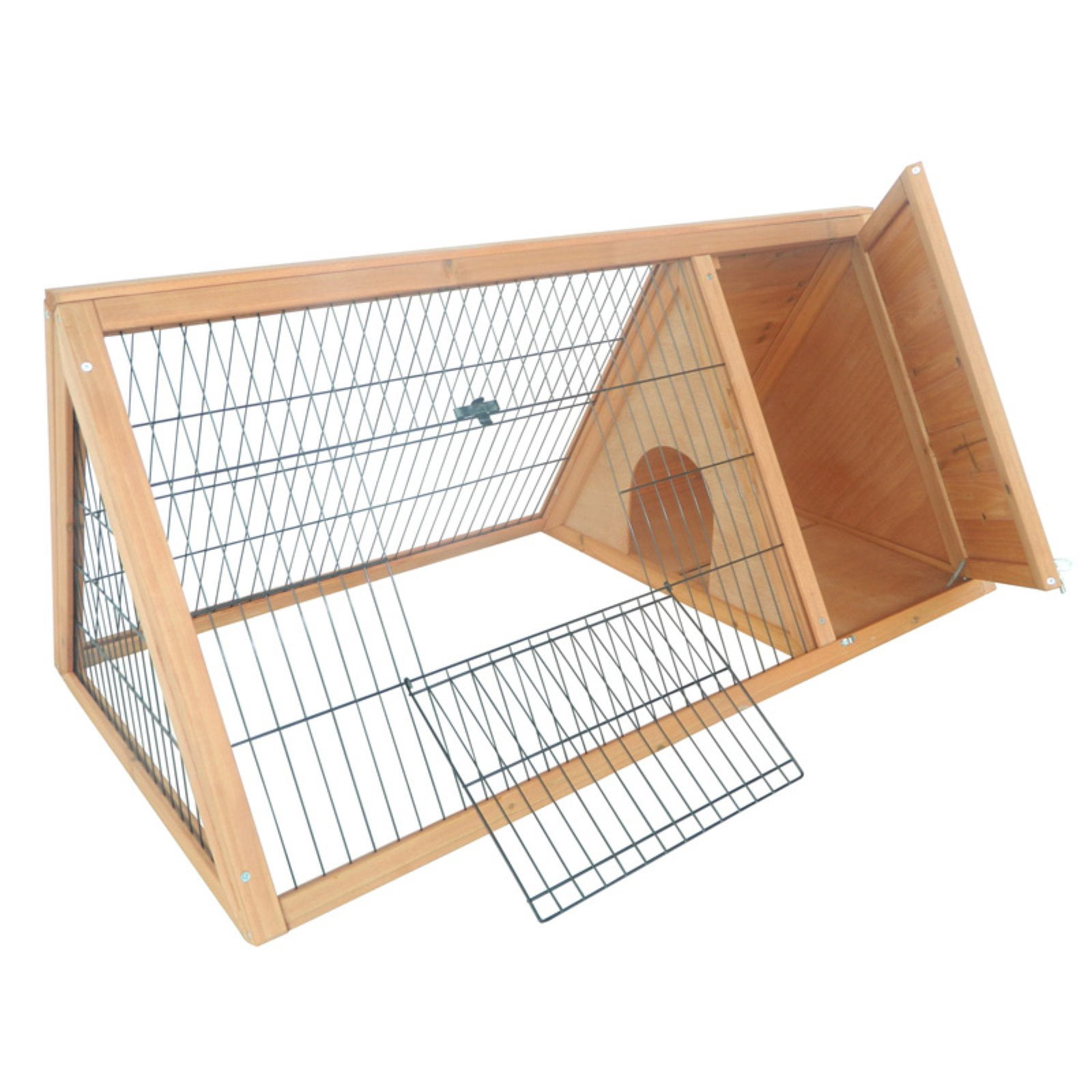 PawHut 46" x 24" Wooden Portable A-Frame Outdoor Rabbit Cage Small Animal Hutch