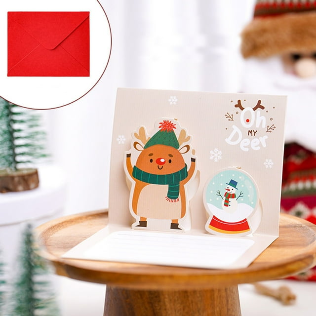 Cqxid Greeting Card Under $5 3D Three Dimensionals Greeting Card Creative Christmas Message Card Holiday Greeting Card