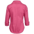 thumbnail image 3 of J. METHOD Women's Button Down Shirt 3/4 Sleeve Roll Up Stretch Collar Office Work Formal Casual Basic Blouse Top NEWT01 Hot Pink 1X, 3 of 6