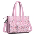 thumbnail image 2 of Teacher Tote Bag,Pioneer Flower Floral Print Pattern Teacher Utility Tote Bag,Large Work Tote Bags for Women with Multiple Pockets,Top Zipper Closure,13.8x10.6x6.7 Inch, 2 of 5