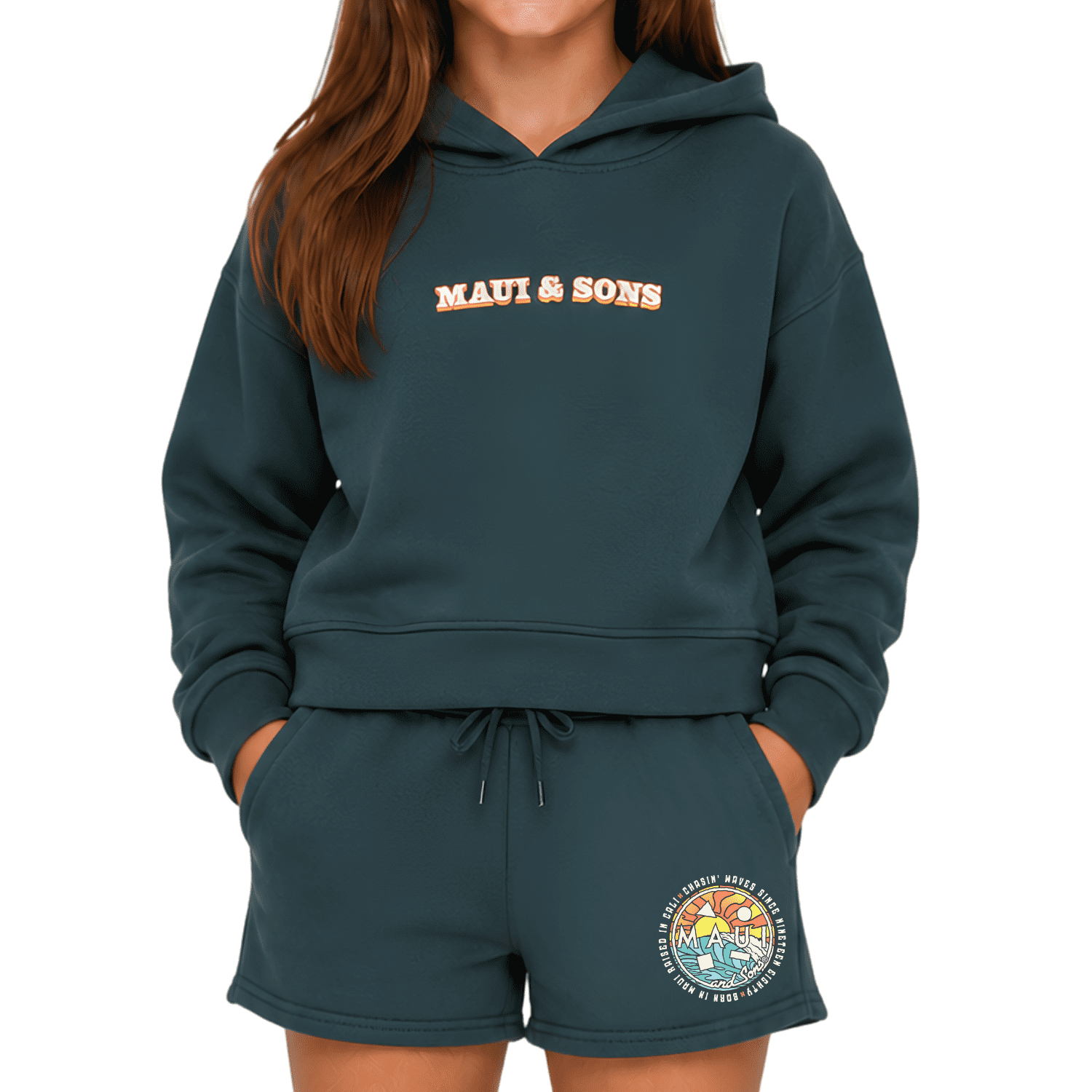 Maui and Sons Girl's Chaser Smoke Colored Fleece Pullover Hoodie Double Sided Graphic Sweatshirt