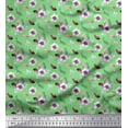 thumbnail image 1 of Soimoi Green Cotton Duck Fabric Feathers & Anemone Floral Print Fabric By the Yard 44 Inch Wide, 1 of 3