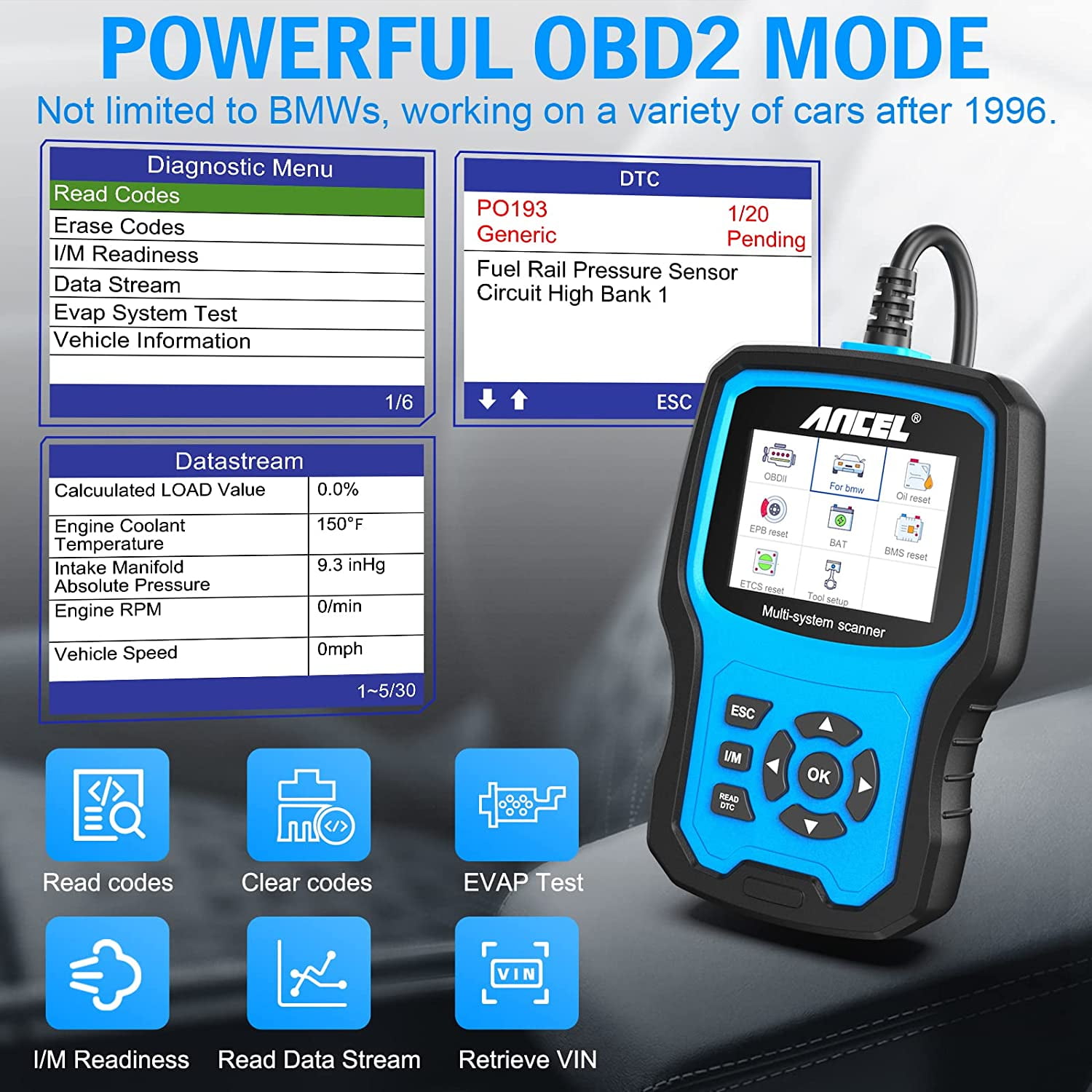 VEVOR OBD2 Scanner Diagnostic Tool Fit for BMW Full Systems