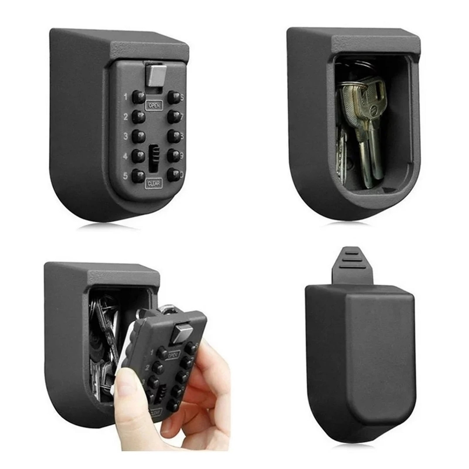 Wall Mounted Outdoor Key Storage Lock Box 10 Digit Push-Button Combination Password Key Safe Box Resettable Code Key Holder ,Upgraded Security Combination Lock