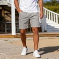 thumbnail image 2 of YLSDY Men's Solid Button Pocket Cargo Shorts, Elastic Waist Design, Outdoor Casual Stylish Shorts Gray XXL, 2 of 9