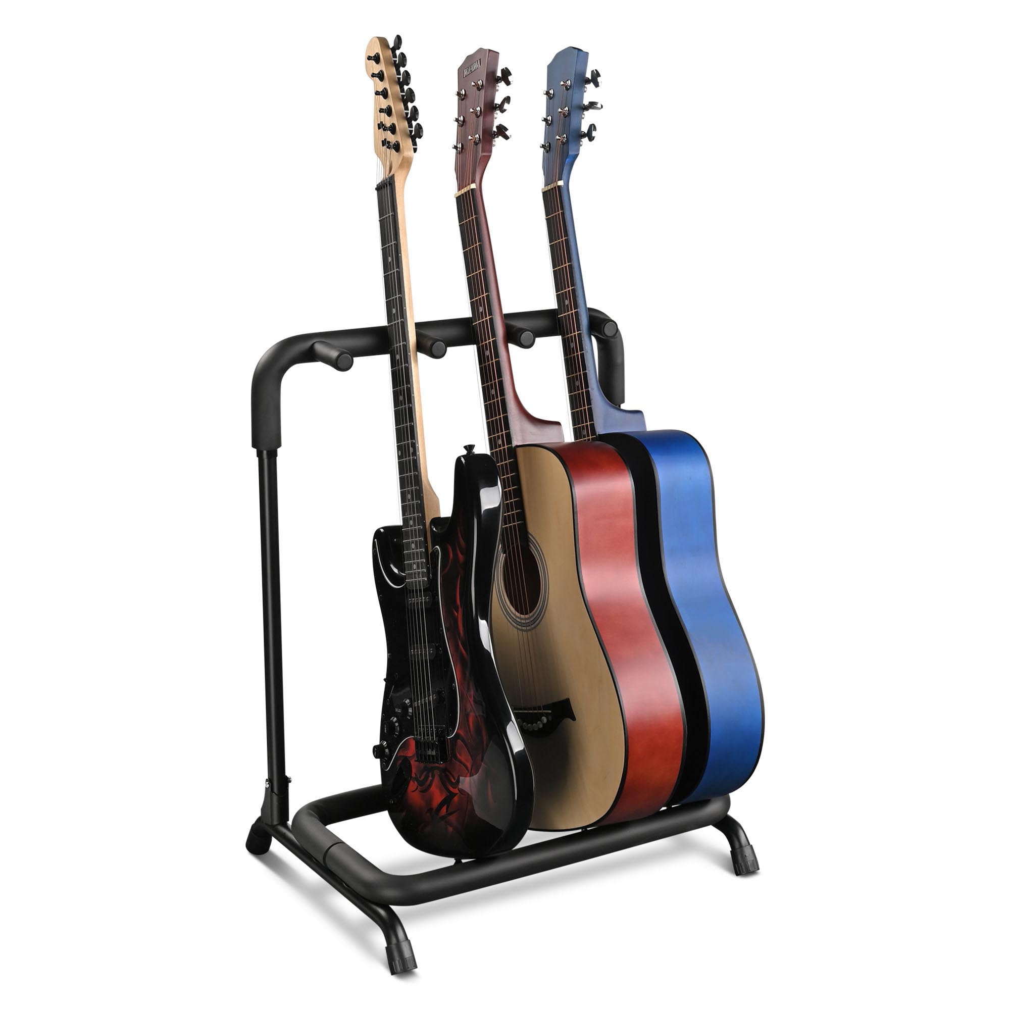Soporte de Piso para Guitarras Universal Plegable Pyle, 5 Espacios, Colapsable con Almohadilla de Espuma, Para Guitarras Acústicas, Eléctricas, Bajo, Funda/Estuche Pgst53 Color Negro