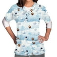 thumbnail image 2 of Haivin Christmas Women's V-Neck Short Sleeve Top with Double Pockets, Comfortable Nursing Uniform for Healthcare and Daily Wear, 2 of 6
