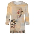 thumbnail image 5 of WJHWSX 3/4 Length Sleeve Womens Tops,Going Out Tops for Women,Breathable,Crew Neck,Printed,Yellow,3XL, 5 of 5