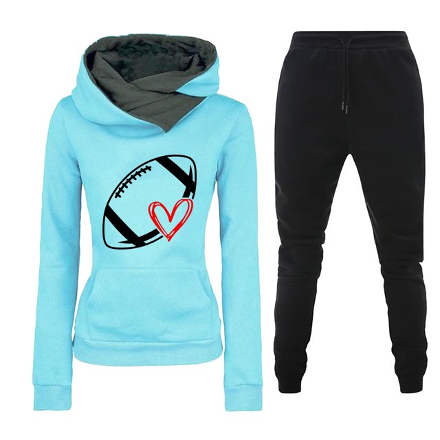 Puntoco Conjuntos de salón de manga extragrande con estampado de electrocardiograma informal a la moda para mujer, tops y pantalones casuales, trajes de 2 piezas, liquidación Puntoco Puntoco-2671