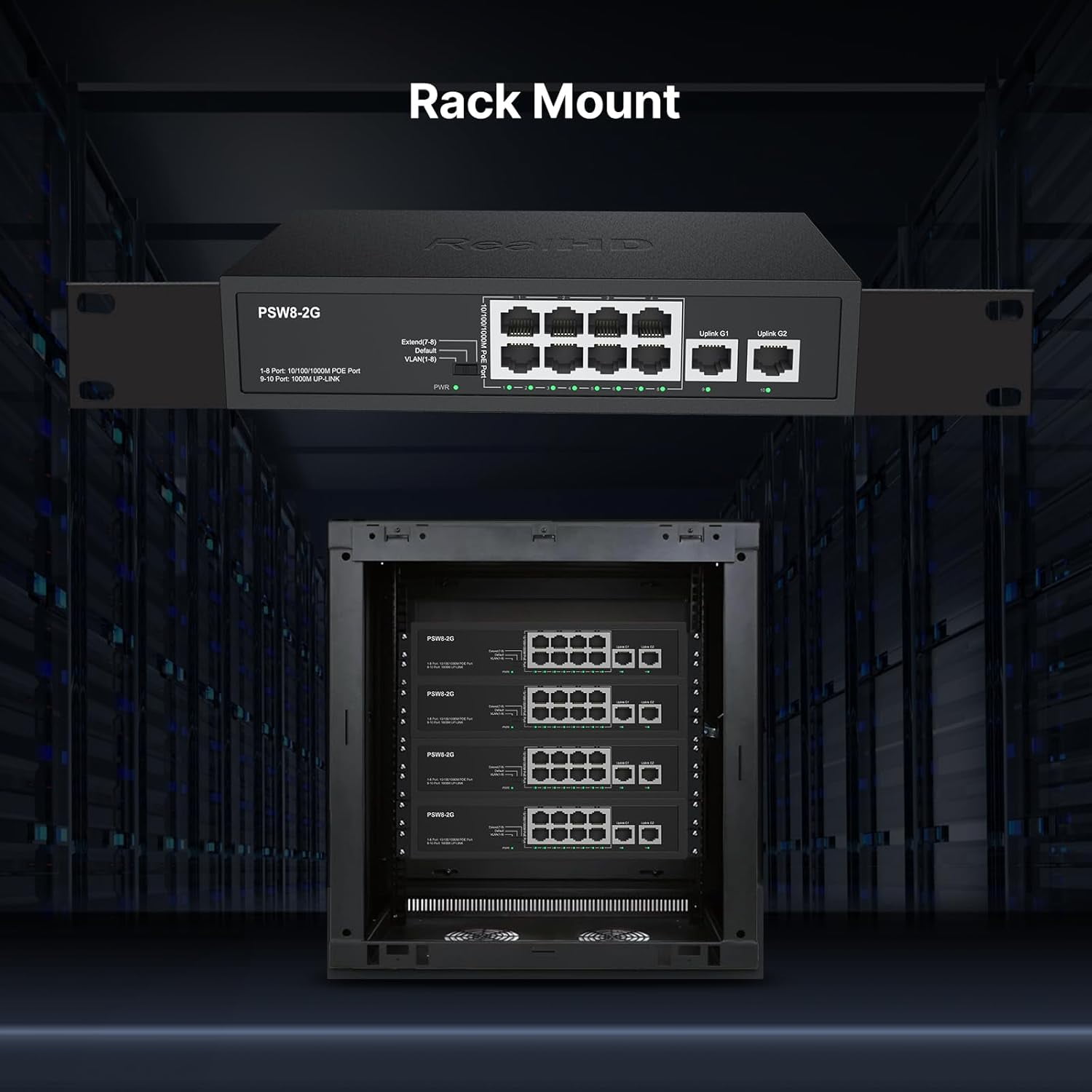 8 Port Full Gigabit PoE+ Ethernet Network Switch, with 2 Gigabit Uplink Ports Up to 30W Per PoE Port, Total Budget 120W, 48 Volt 803.af 803.at Compliant, Compatible with PoE IP Cameras VOIP Phones