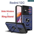 thumbnail image 2 of Funda Redmi 12C Case Carcasa Duro Ventana Deslizante Proteger La Cámara Soporte De Anillo Anti-huella Digital a prueba de choques, 2 of 4