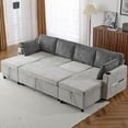 thumbnail image 3 of 111.8" Modular Sectional Sofa with Charging Station, U-Shaped Cloud Couch with Pullout Sofa Bed, 2 Storage Chaises & 2 Cup Holders and  for Living Room, Grey, 3 of 8