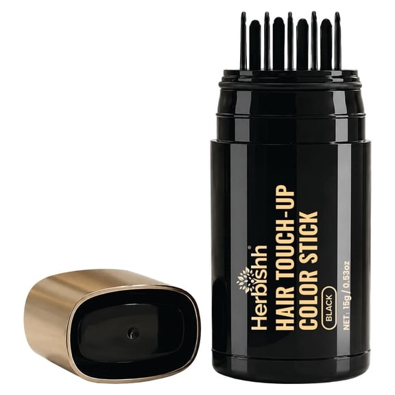 Herbishh Root Touch Up Hair Color Stick with Built-In Comb (0.53 oz), Temporary Hair Dye for Instant Gray Hair Cover Up, Waterproof & Sweat-Proof Root Touch Up for Women & Men (Black)
