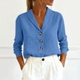 thumbnail image 2 of GUACER Long Sleeve Blouses for Women Casual Cotton Linen Button Down V Neck Loose Elegant Business Clothes, 2 of 8