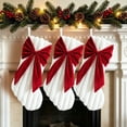 thumbnail image 4 of Velvet Christmas Stocking with Large Decorative Bow Striped Plush Velvet Christmas Stocking for Fireplace Elegant Holiday Festival Party Ornament, 4 of 9