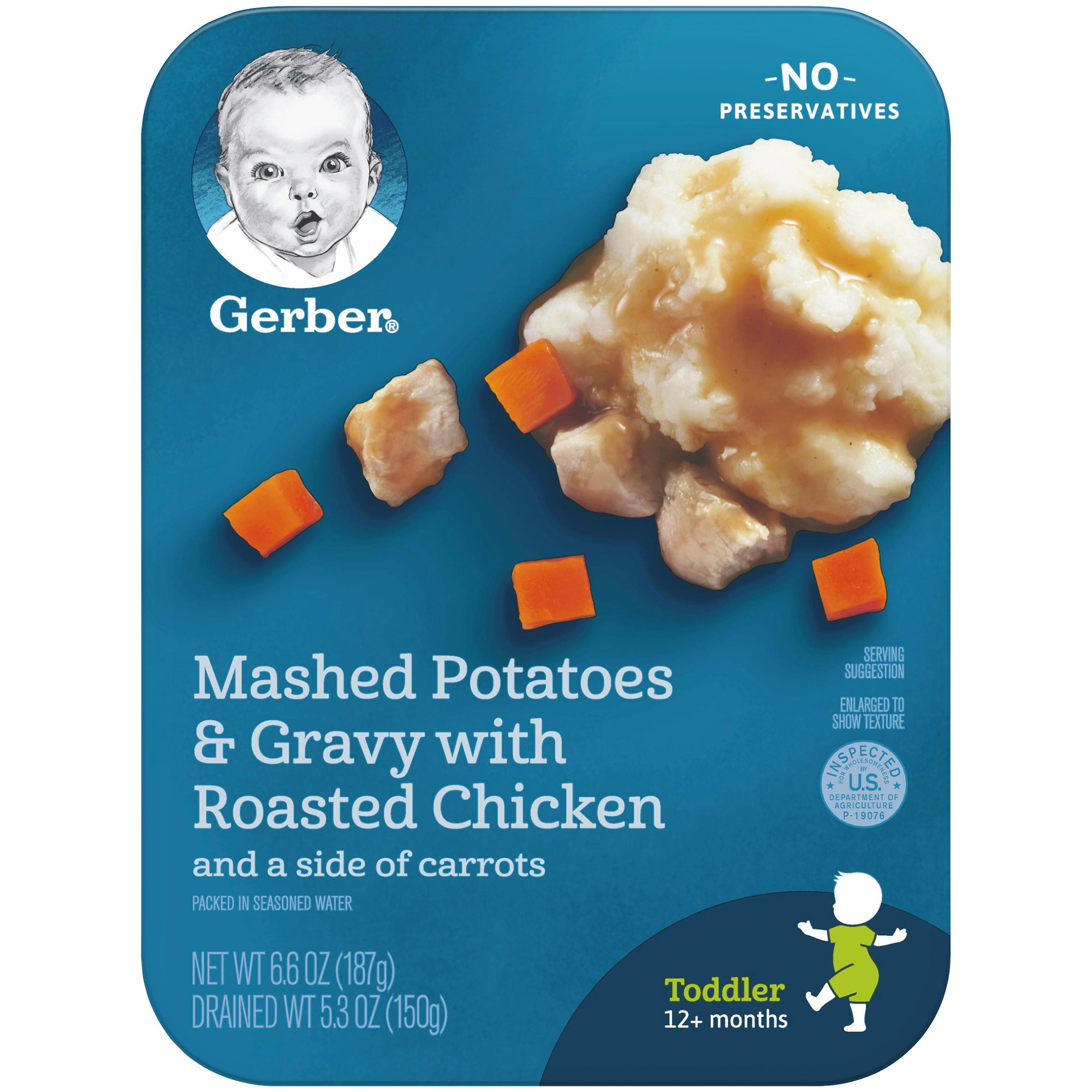 Gerber Lil' Entrees Mashed Potatoes and Gravy with Roasted Chicken and Carrots Toddler Food, 6.6
