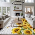 thumbnail image 3 of Sunflower Area Rugs 5'x8', Washable Small Throw Rugs for Classroom Bedroom, Yellow Summer Botanical Farmhouse Floral Wooden Indoor Outdoor Rug Non-Slip Low Pile Carpet Runner Reversible Floor Mats, 3 of 8
