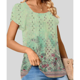 thumbnail image 1 of Camiseta informal y versátil de manga corta con estampado para mujer, camiseta de cuello cuadrado a la moda para verano Camiseta de cuello cuadrado, 1 of 4