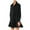 Black, variant on Women's Solid Long Sleeve Shirt Dress - Ruffled Hem, Turn Down Collar, Casual/Office