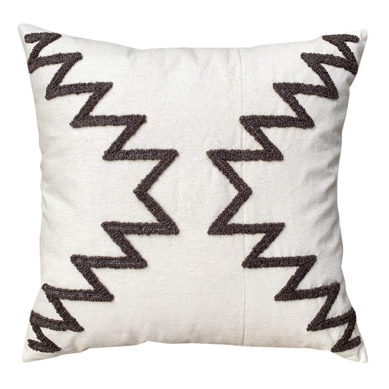 17 x 17 Inch Square Cotton Accent Throw Pillows Geometric Aztec Embroidery Set of 2 White Gray - Saltoro Sherpi - image 3 of 7