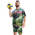 thumbnail image 6 of Men's Hawaiian Short Set, Mens 2 Piece Short Set, Mens Vacation Outfits, Pink Flower Heart Tree, Mens Matching Shirt and Shorts Set, 6 of 6